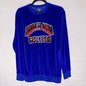 Death Row Records Blue Velour Crew Neck Long Sleeve Sweatshirt M